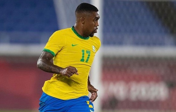 Malcom appears for Brazil in their draw with Ivory Coast at the Tokyo Olympics