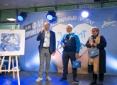 Zenit's Blue Square artworks on display before the match