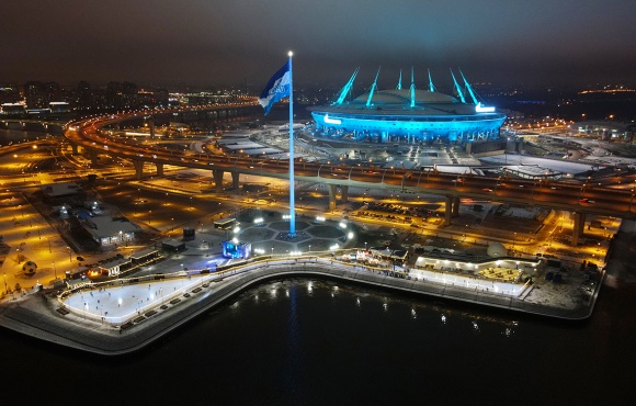 The biggest ice skating rink in St. Petersburg is now open near the Gazprom Arena